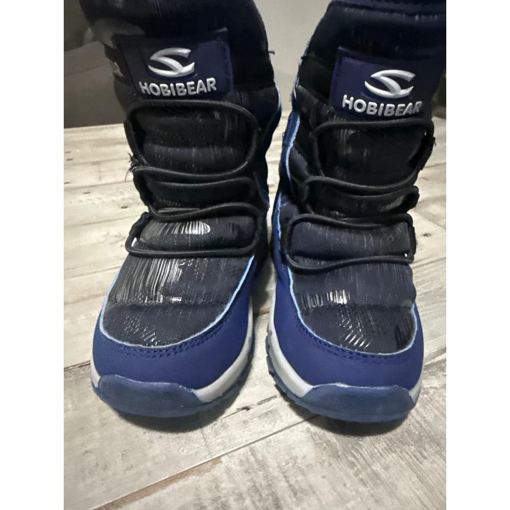 Hobibear Kids Navy Blue Black Winter Snow Boots Faux Fur Lined AW3771 Size 26